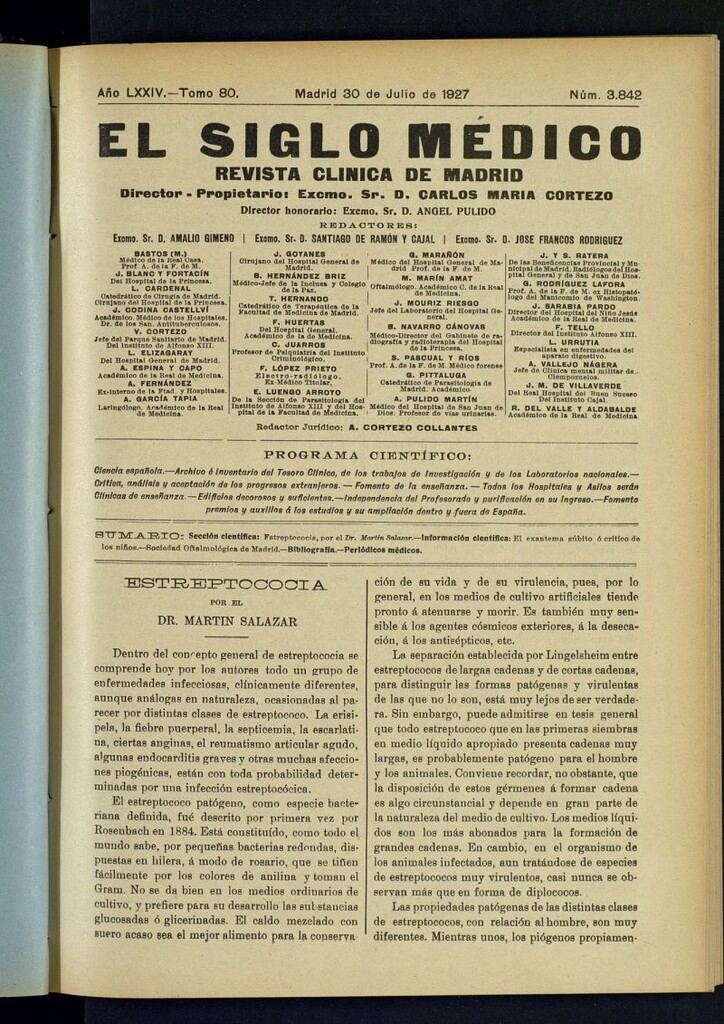 Miniatura de El Siglo Médico : boletín de medicina y gaceta médica del 30 de julio de 1927