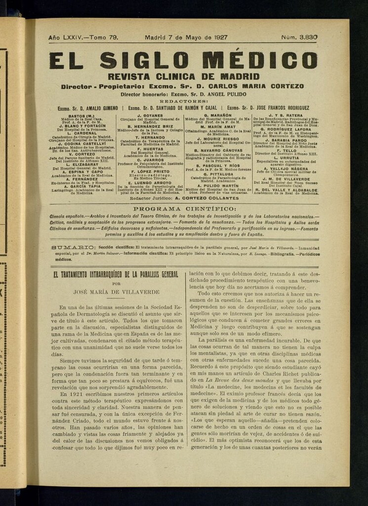 Miniatura de El Siglo Médico : boletín de medicina y gaceta médica del 7 de mayo de 1927