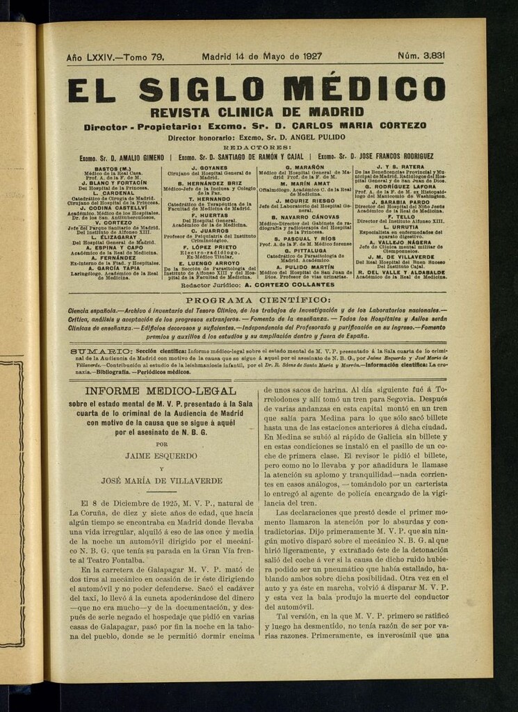 Miniatura de El Siglo Médico : boletín de medicina y gaceta médica del 14 de mayo de 1927
