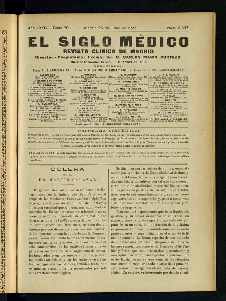 Miniatura de El Siglo Médico : boletín de medicina y gaceta médica del 25 de junio de 1927