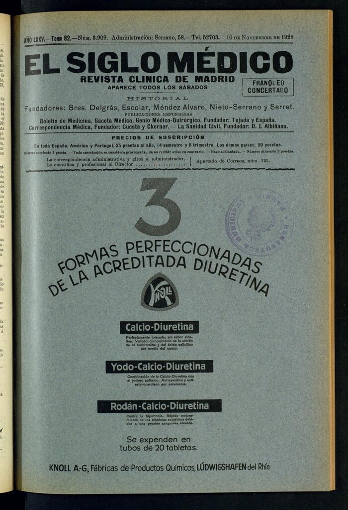Miniatura de El Siglo Médico : boletín de medicina y gaceta médica del 10 de noviembre de 1928