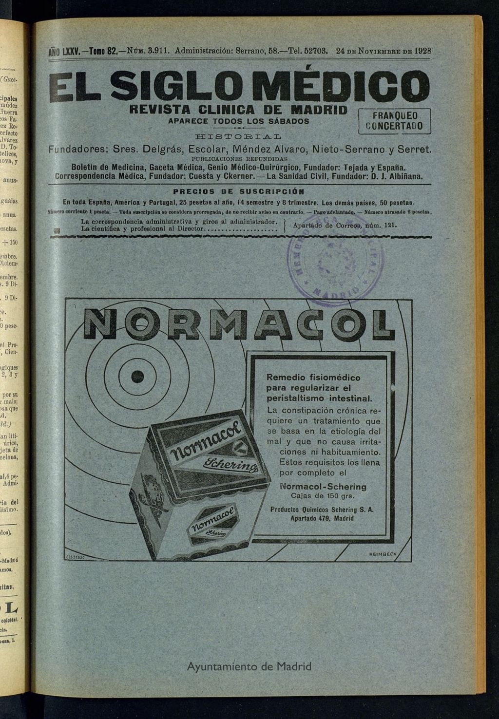 Miniatura de El Siglo Médico : boletín de medicina y gaceta médica del 24 de noviembre de 1928