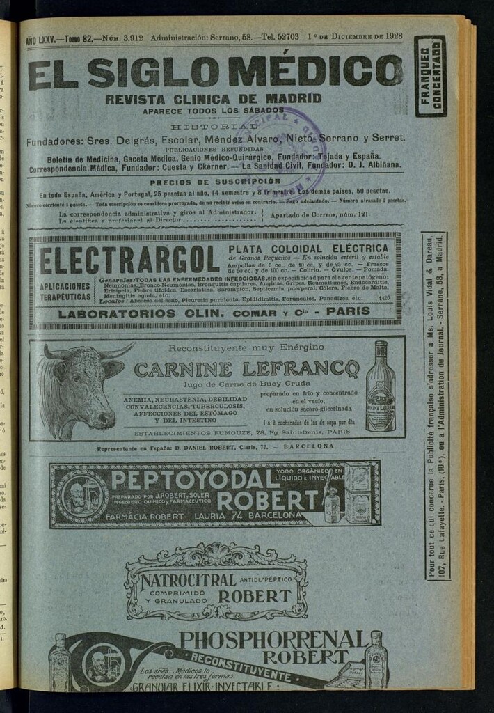 Miniatura de El Siglo Médico : boletín de medicina y gaceta médica del 1 de diciembre de 1928