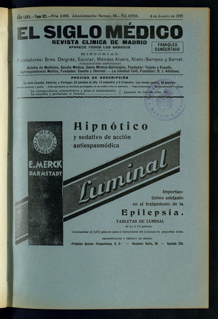 Miniatura de El Siglo Médico : boletín de medicina y gaceta médica del 4 de agosto de 1928