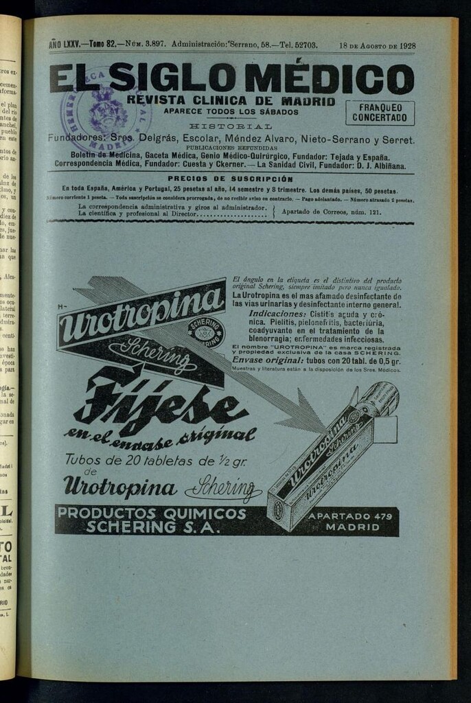 Miniatura de El Siglo Médico : boletín de medicina y gaceta médica del 18 de agosto de 1928