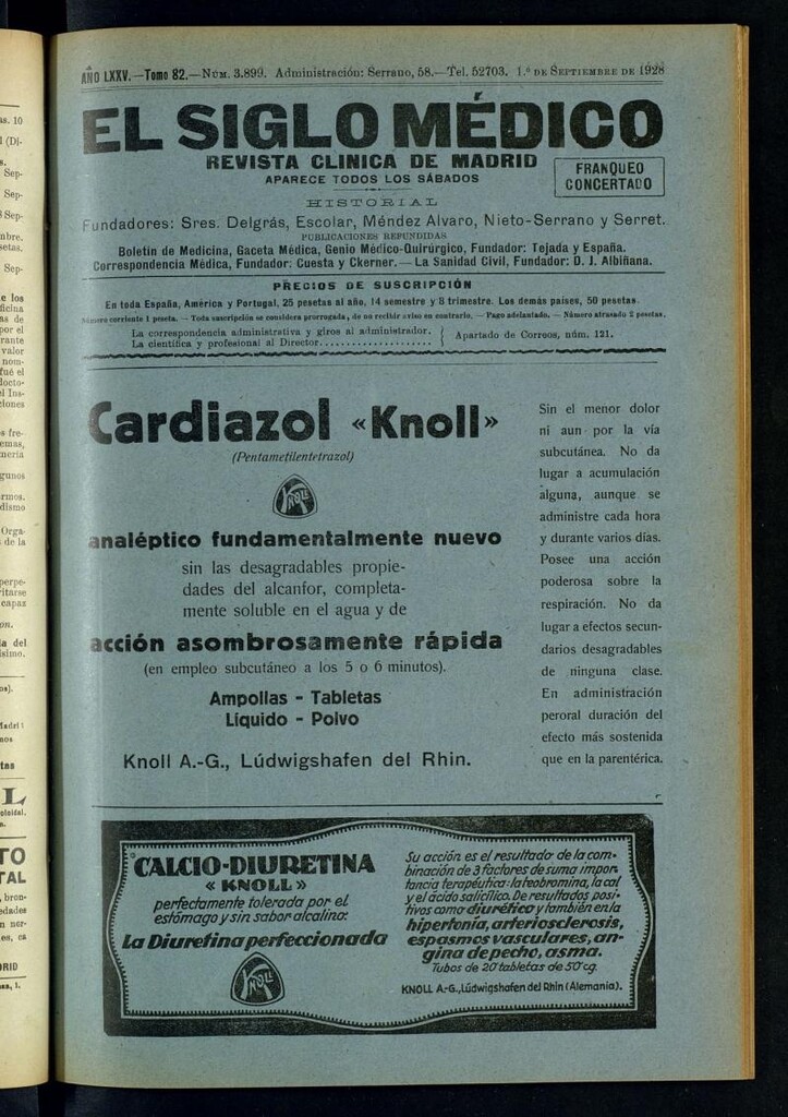 Miniatura de El Siglo Médico : boletín de medicina y gaceta médica del 1 de septiembre de 1928