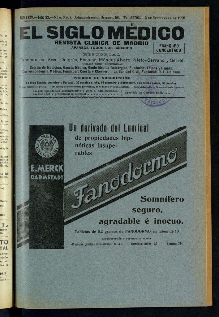 Miniatura de El Siglo Médico : boletín de medicina y gaceta médica del 15 de septiembre de 1928