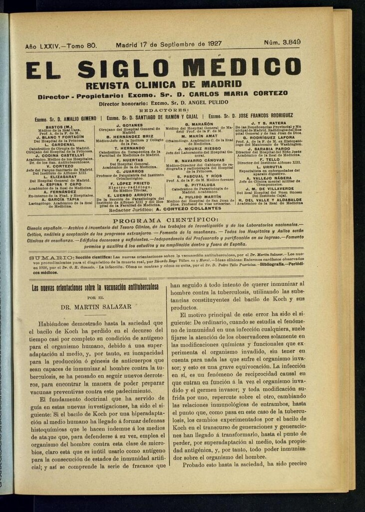 Miniatura de El Siglo Médico : boletín de medicina y gaceta médica del 17 de septiembre de 1927