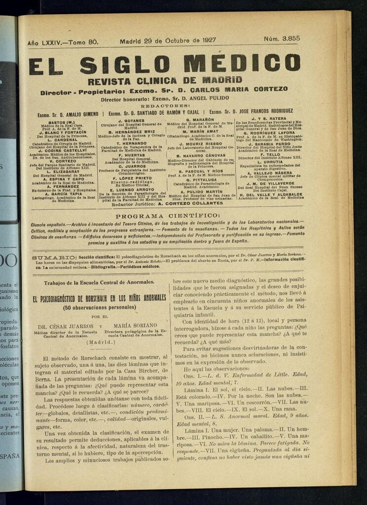 Miniatura de El Siglo Médico : boletín de medicina y gaceta médica del 29 de octubre de 1927