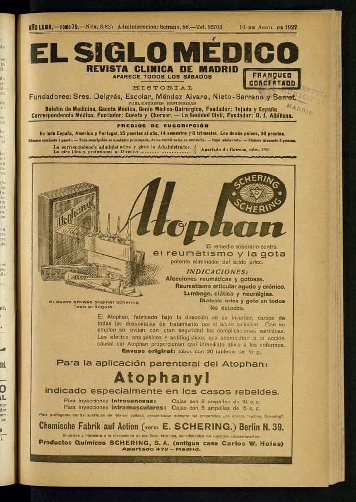 Miniatura de El Siglo Médico  : boletín de medicina y gaceta médica del 16 de abril de 1927