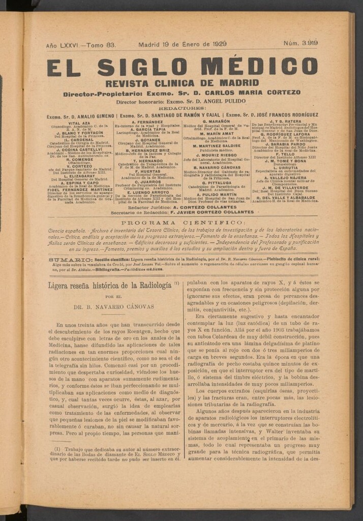 Miniatura de El Siglo Médico : boletín de medicina y gaceta médica  del 19 de enero de 1929