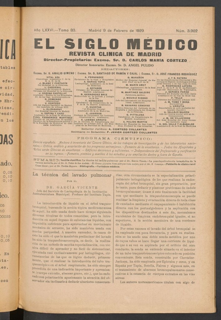 Miniatura de El Siglo Médico : boletín de medicina y gaceta médica  del 9 de febrero de 1929