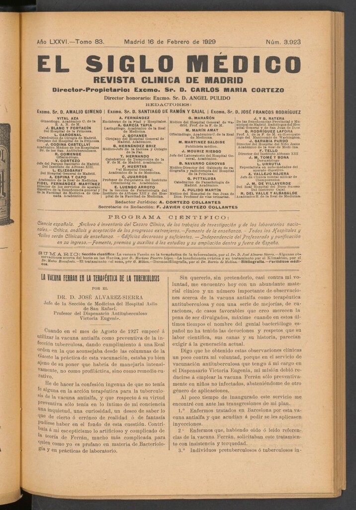 Miniatura de El Siglo Médico : boletín de medicina y gaceta médica  del 16 de febrero de 1929