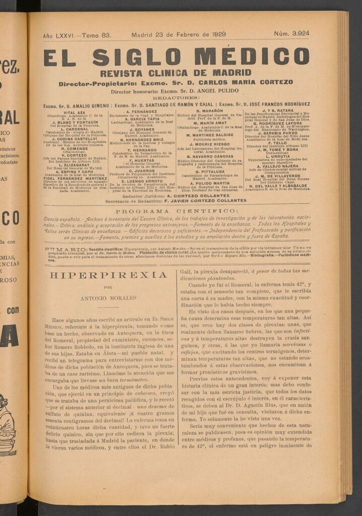 Miniatura de El Siglo Médico : boletín de medicina y gaceta médica  del 23 de febrero de 1929