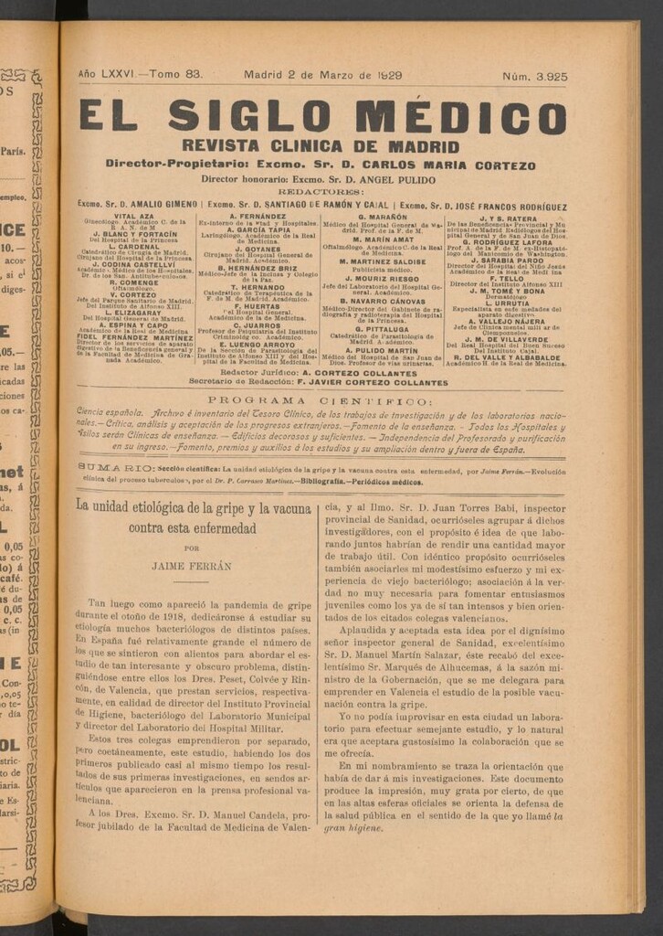 Miniatura de El Siglo Médico : boletín de medicina y gaceta médica  del 2 de marzo de 1929