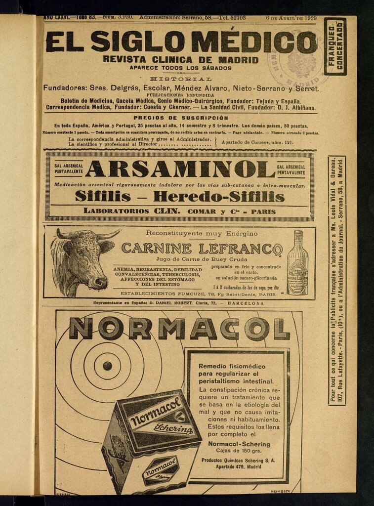 Miniatura de El Siglo Médico : boletín de medicina y gaceta médica del 6 de abril de 1929
