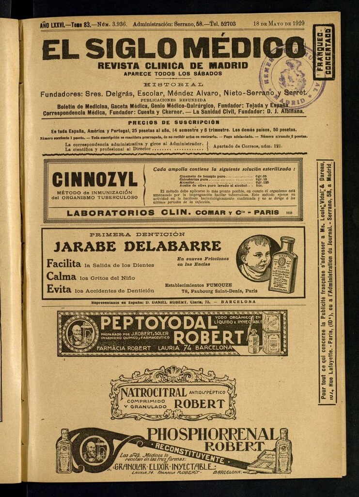 Miniatura de El Siglo Médico : boletín de medicina y gaceta médica del 18 de mayo de 1929