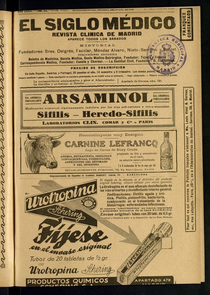 Miniatura de El Siglo Médico : boletín de medicina y gaceta médica del 1 de junio de 1929