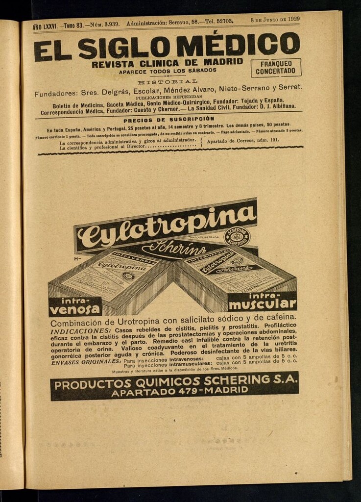 Miniatura de El Siglo Médico : boletín de medicina y gaceta médica del 8 de junio de 1929