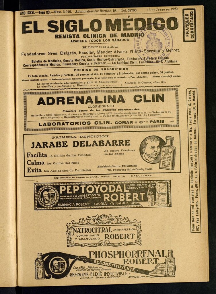 Miniatura de El Siglo Médico : boletín de medicina y gaceta médica del 15 de junio de 1929