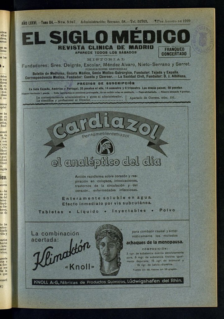 Miniatura de El Siglo Médico : boletín de medicina y gaceta médica del 3 de agosto de 1929