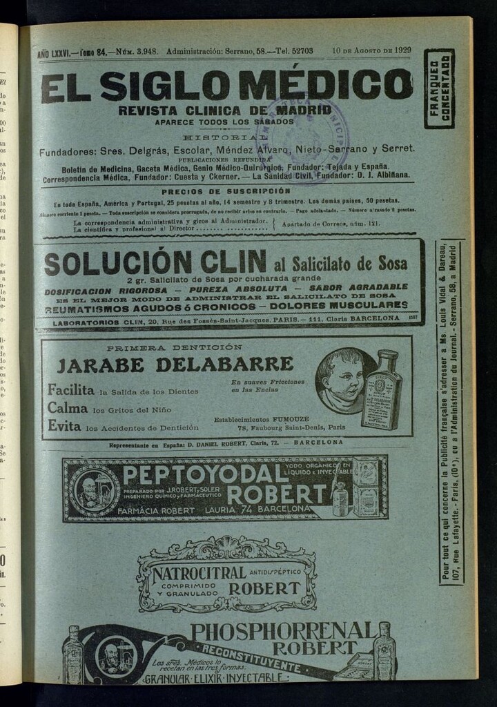 Miniatura de El Siglo Médico : boletín de medicina y gaceta médica del 10 de agosto de 1929
