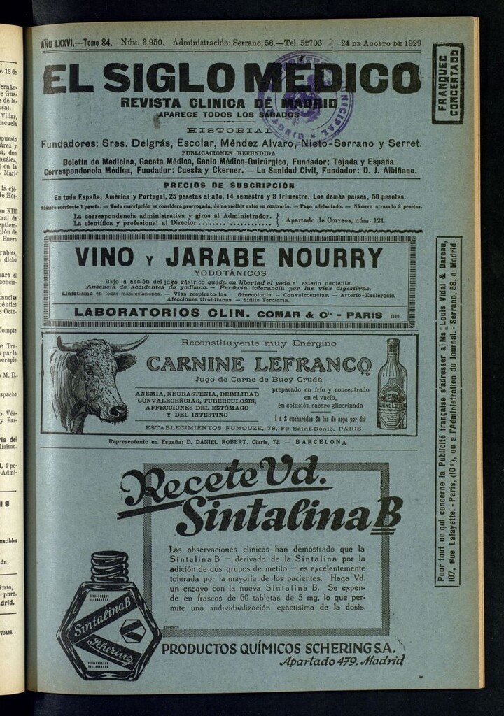 Miniatura de El Siglo Médico : boletín de medicina y gaceta médica del 24 de agosto de 1929