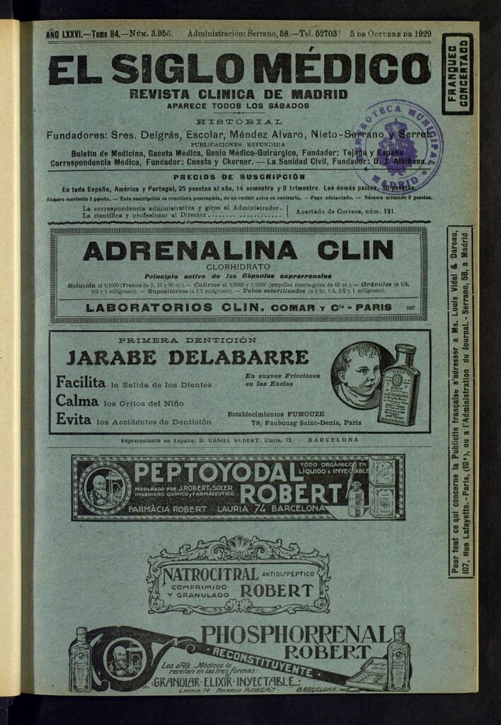 Miniatura de El Siglo Médico : boletín de medicina y gaceta médica del 5 de octubre de 1929