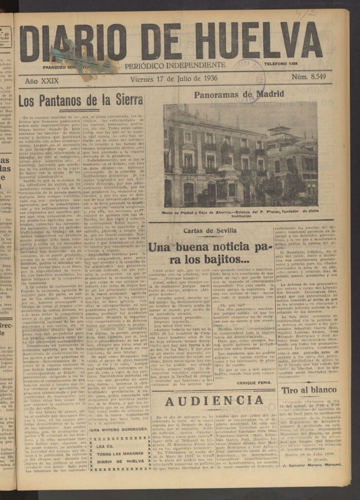 Miniatura de Diario de Huelva : periódico independiente del 17 de julio de 1936
