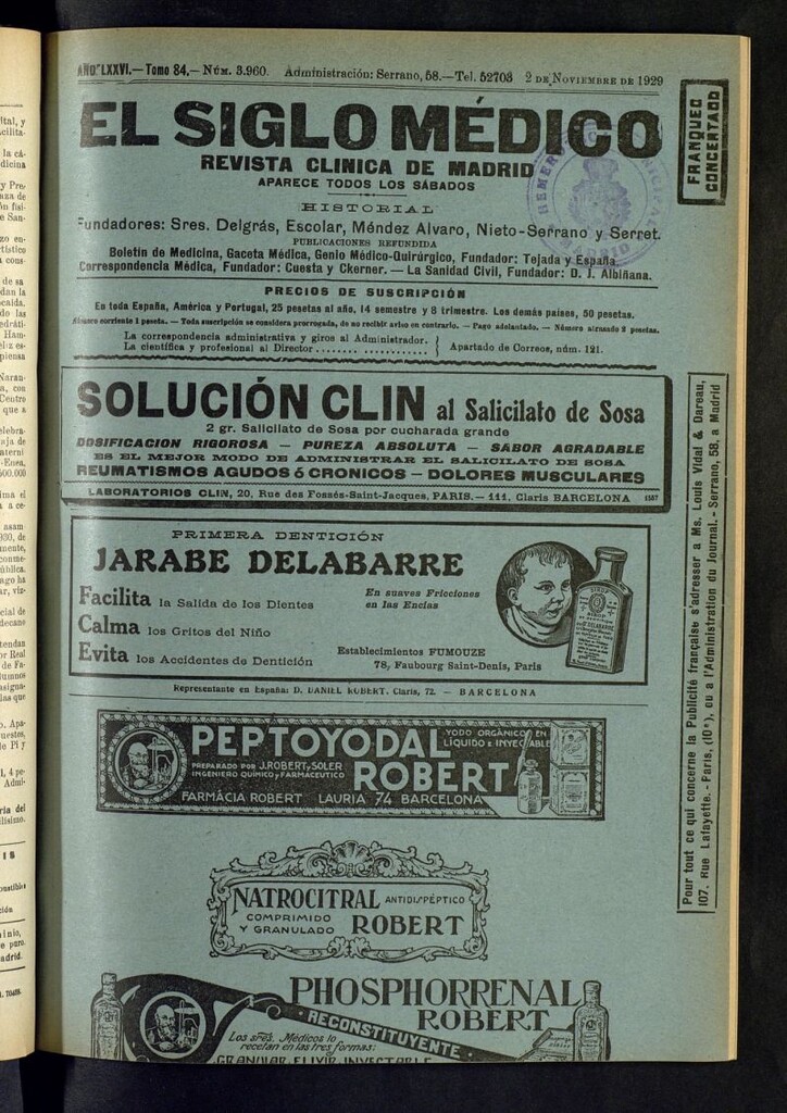 Miniatura de El Siglo Médico : boletín de medicina y gaceta médica del 2 de noviembre de 1929