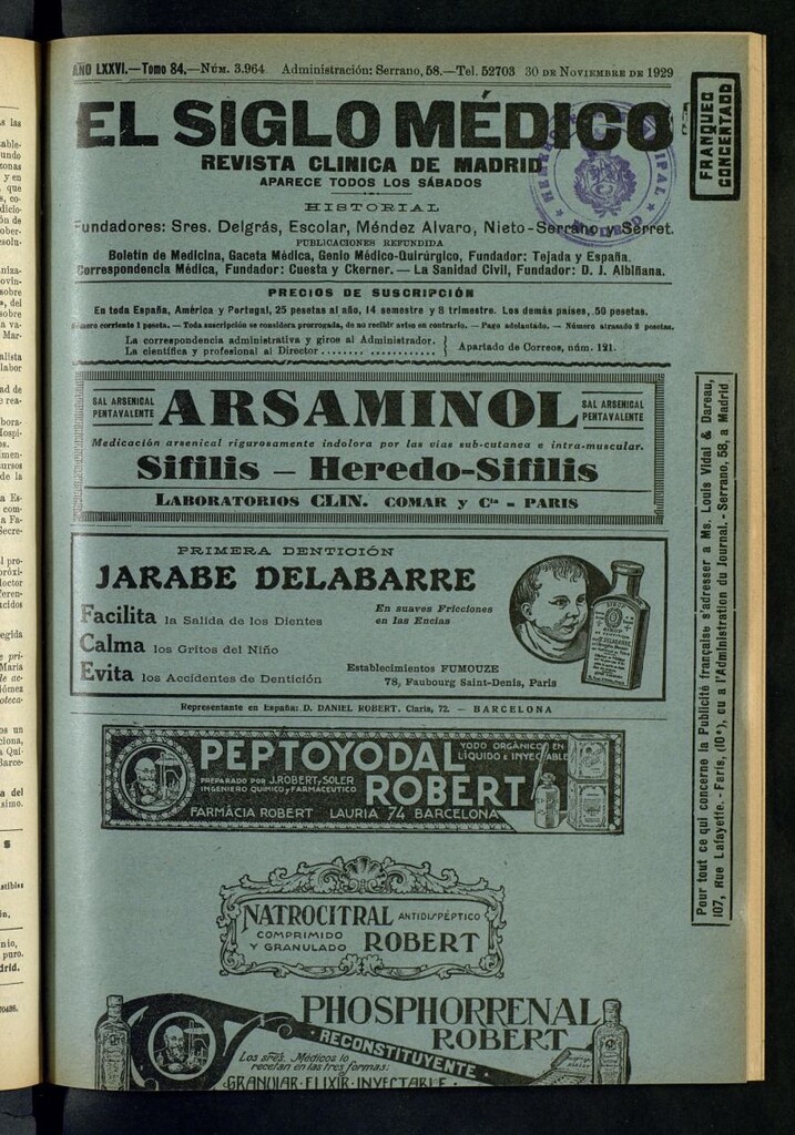 Miniatura de El Siglo Médico : boletín de medicina y gaceta médica del 30 de noviembre de 1929