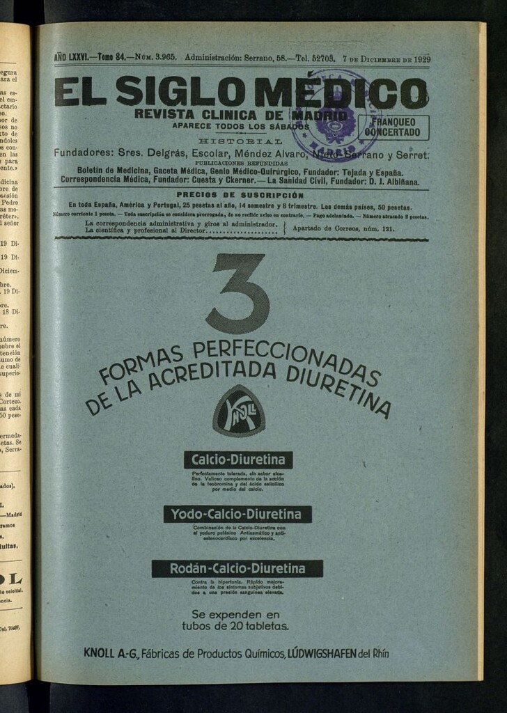 Miniatura de El Siglo Médico : boletín de medicina y gaceta médica del 7 de diciembre de 1929