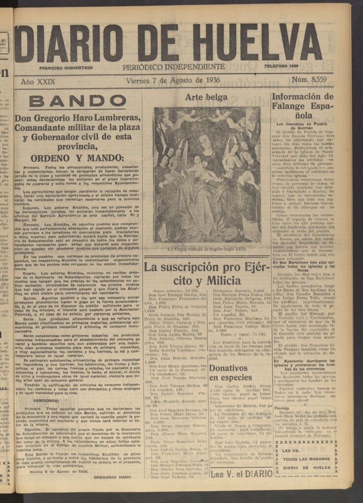 Miniatura de Diario de Huelva : periódico independiente del 7 de agosto de 1936