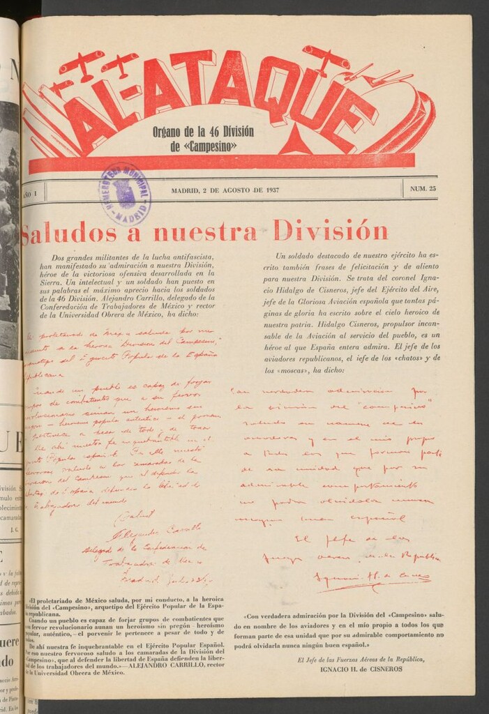 Miniatura de Al Ataque : Organo de la Brigada del Campesino del 2 de agosto de 1937