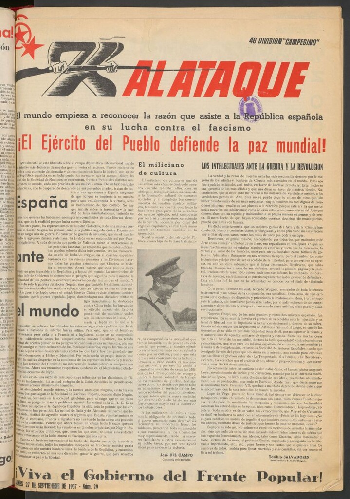 Miniatura de Al Ataque : Organo de la Brigada del Campesino del 27 de septiembre de 1937