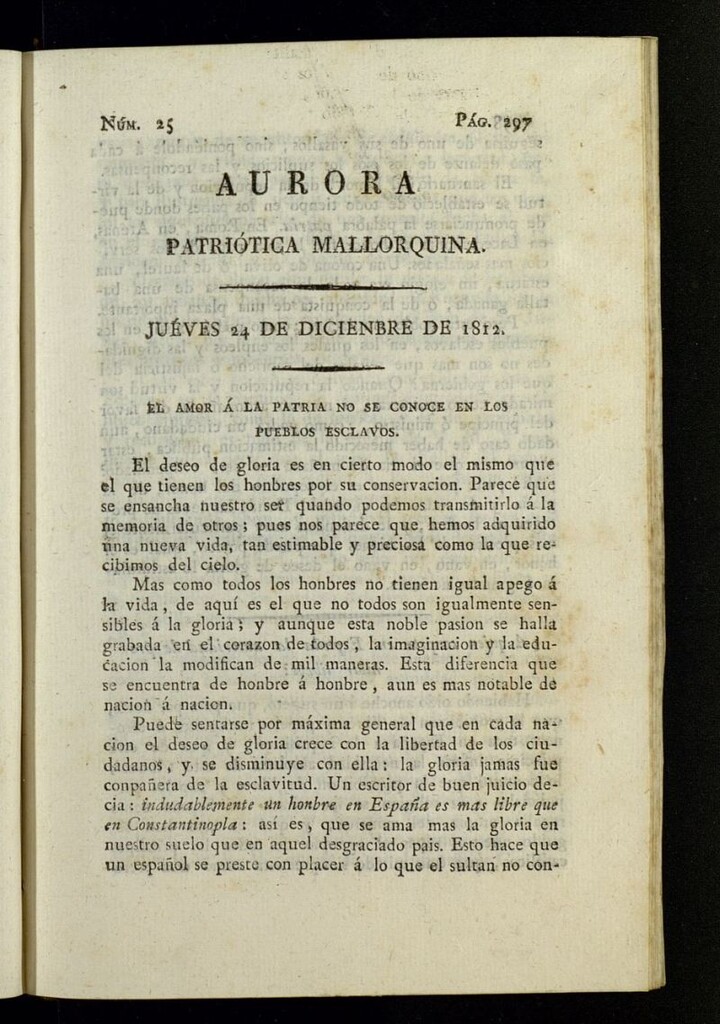 Miniatura de Aurora Patriótica Mallorquina del 24 de diciembre de 1812, nº 25