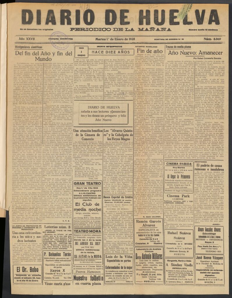 Miniatura de Diario de Huelva : periódico independiente del 1 de enero de 1935
