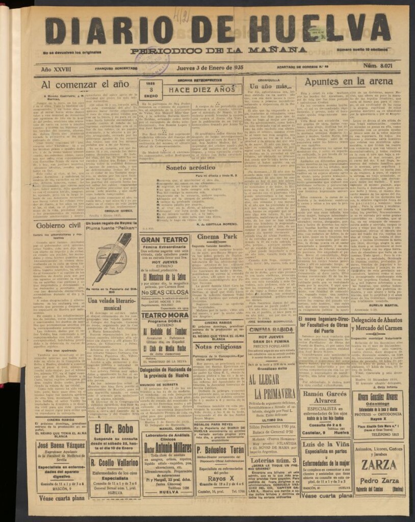 Miniatura de Diario de Huelva : periódico independiente del 3 de enero de 1935