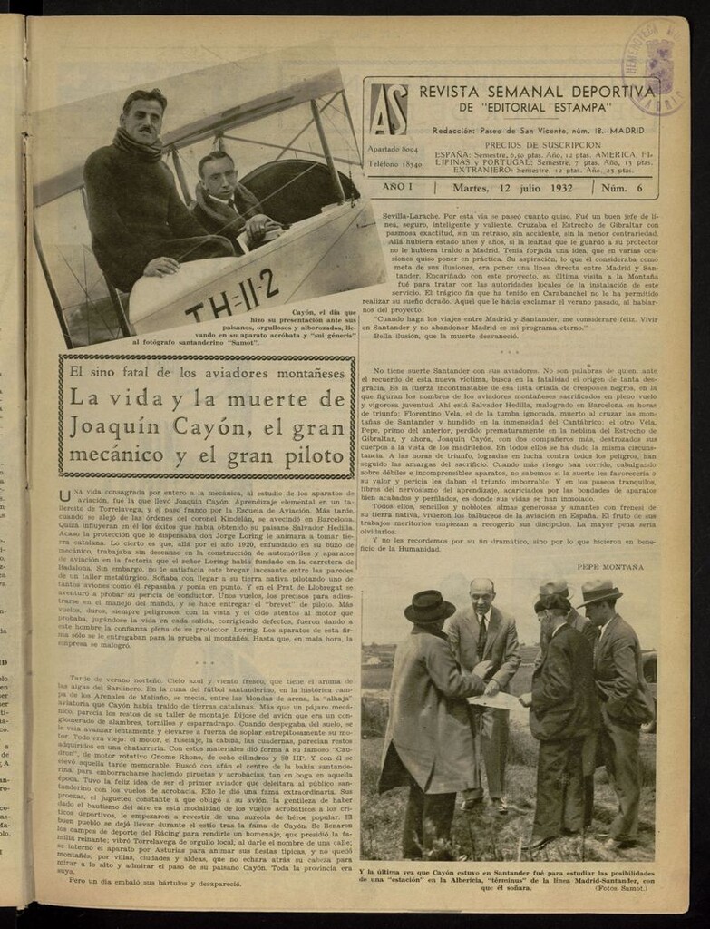 Miniatura de As: revista semanal deportiva del 12 de julio de 1932