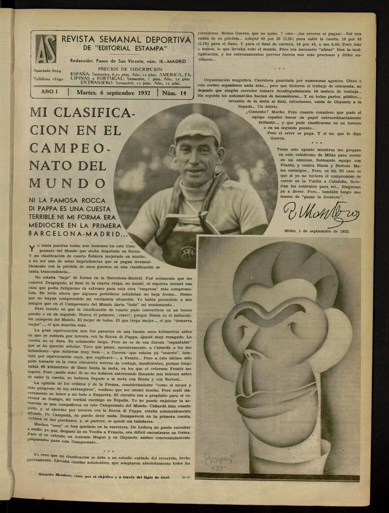 Miniatura de As: revista semanal deportiva del 6 de septiembre de 1932