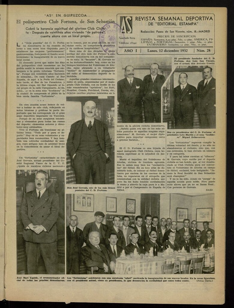 Miniatura de As: revista semanal deportiva del 12 de diciembre de 1932