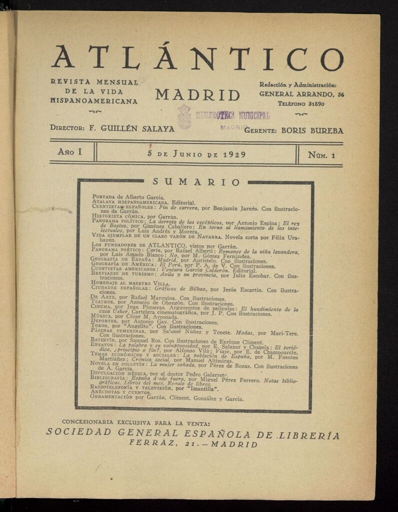 Miniatura de Atlántico: revista mensual de la vida hispanoamericana del 5 de junio de 1929
