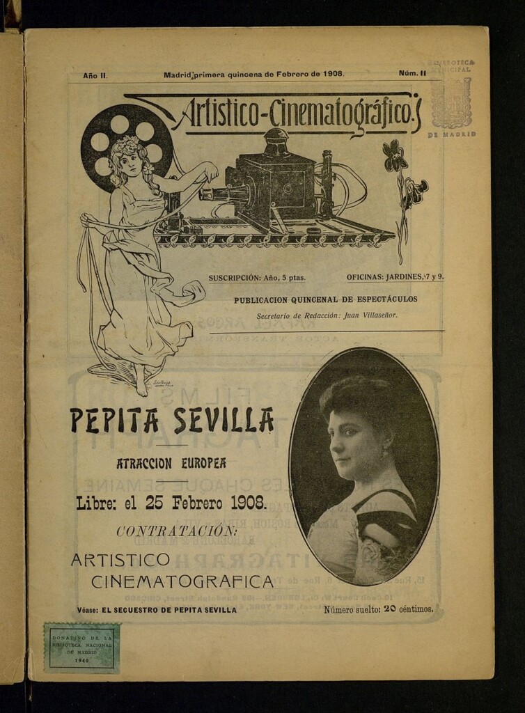 Miniatura de Artístico-Cinematográfico: Boletín Quincenal del 1 de febrero de 1908