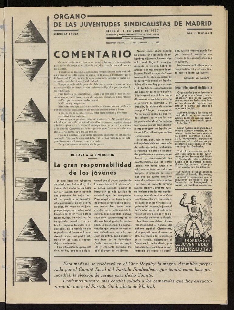Miniatura de Avanzar (Madrid) del 6 de junio de 1937