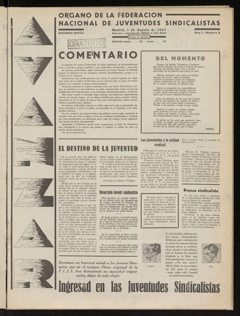 Miniatura de Avanzar (Madrid) del 1 de agosto de 1937