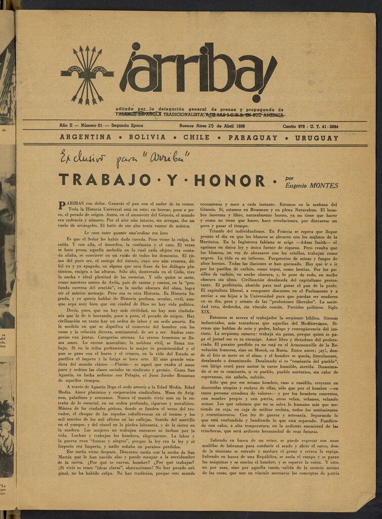 Miniatura de ¡Arriba! (Buenos Aires. 1937) del 25 de abril de 1938