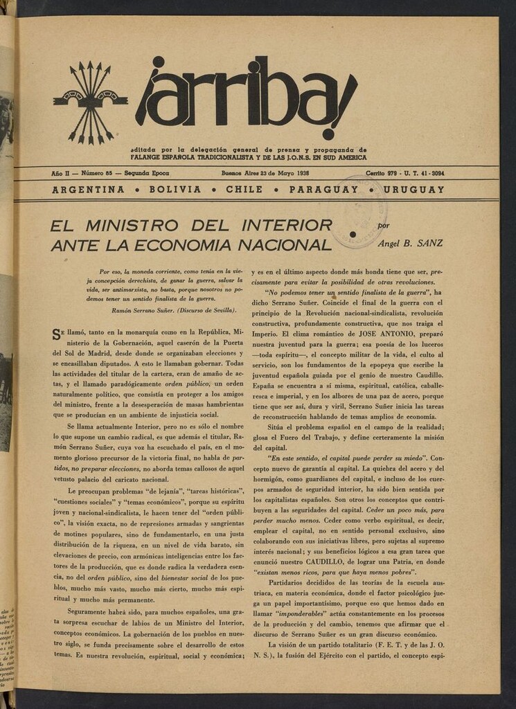 Miniatura de ¡Arriba! (Buenos Aires. 1937) del 23 de mayo de 1938