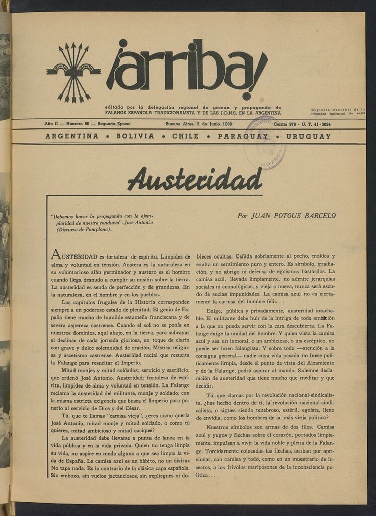 Miniatura de ¡Arriba! (Buenos Aires. 1937) del 2 de junio de 1938