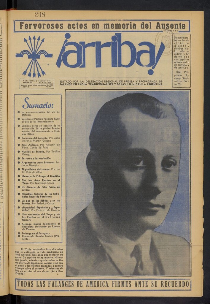 Miniatura de ¡Arriba! (Buenos Aires. 1937) del 26 de noviembre de 1938