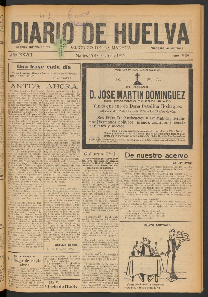 Miniatura de Diario de Huelva : periódico independiente del 15 de enero de 1935